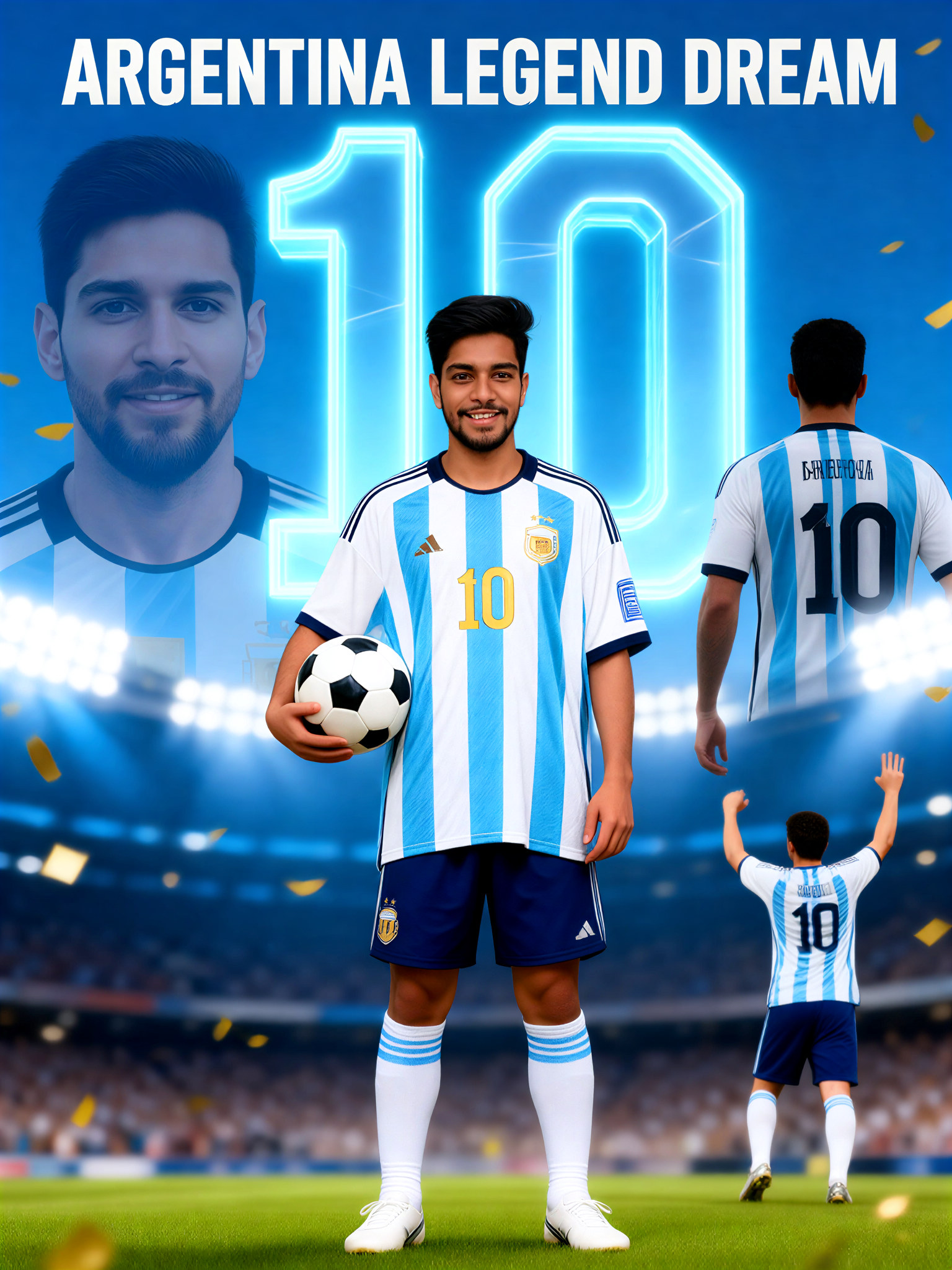Multiple exposure of Messi in the World Cup image