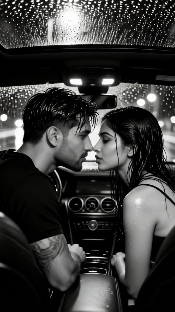 sexy black-and-white car couple-03 image