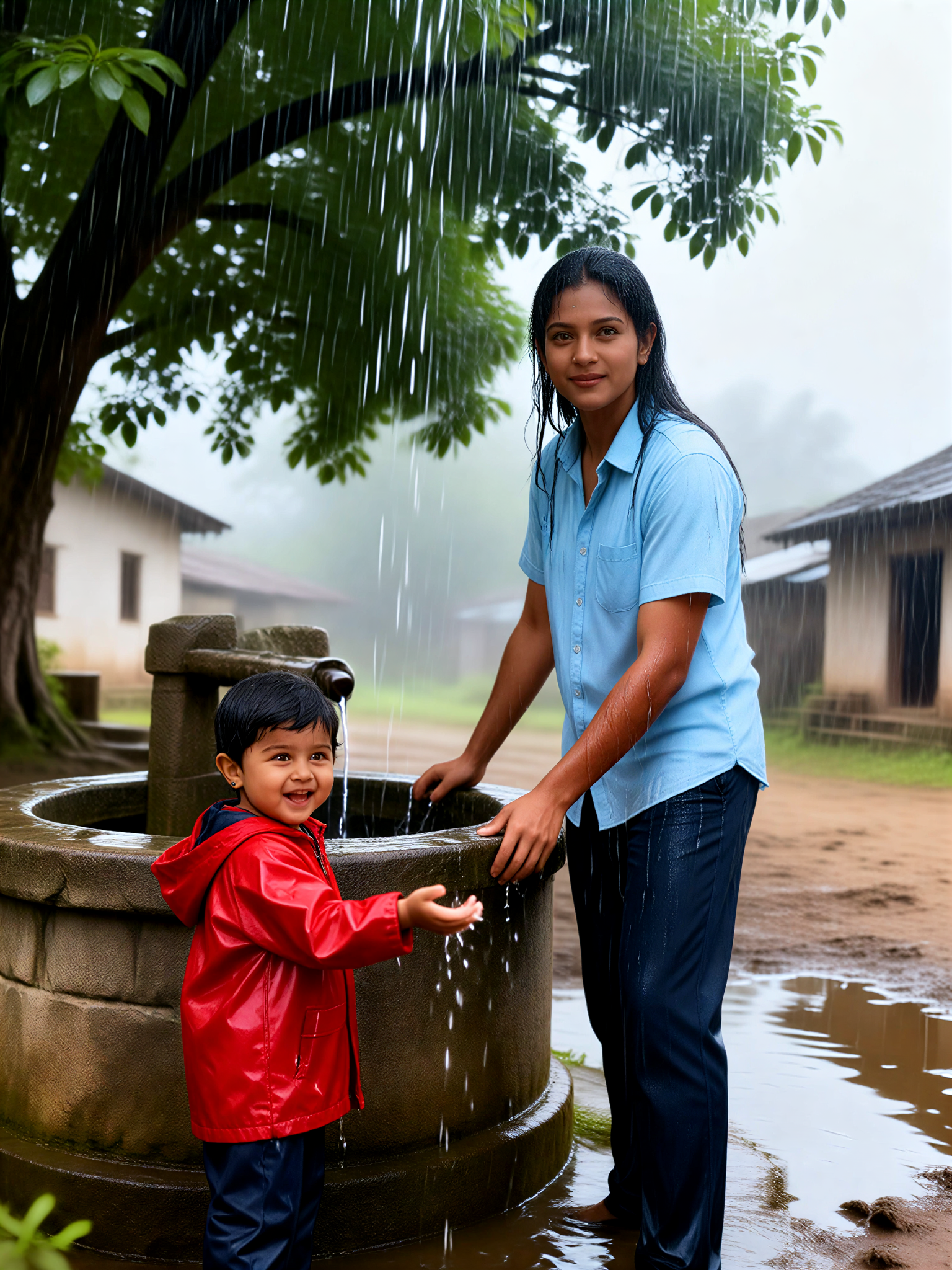 Village Well Rain image