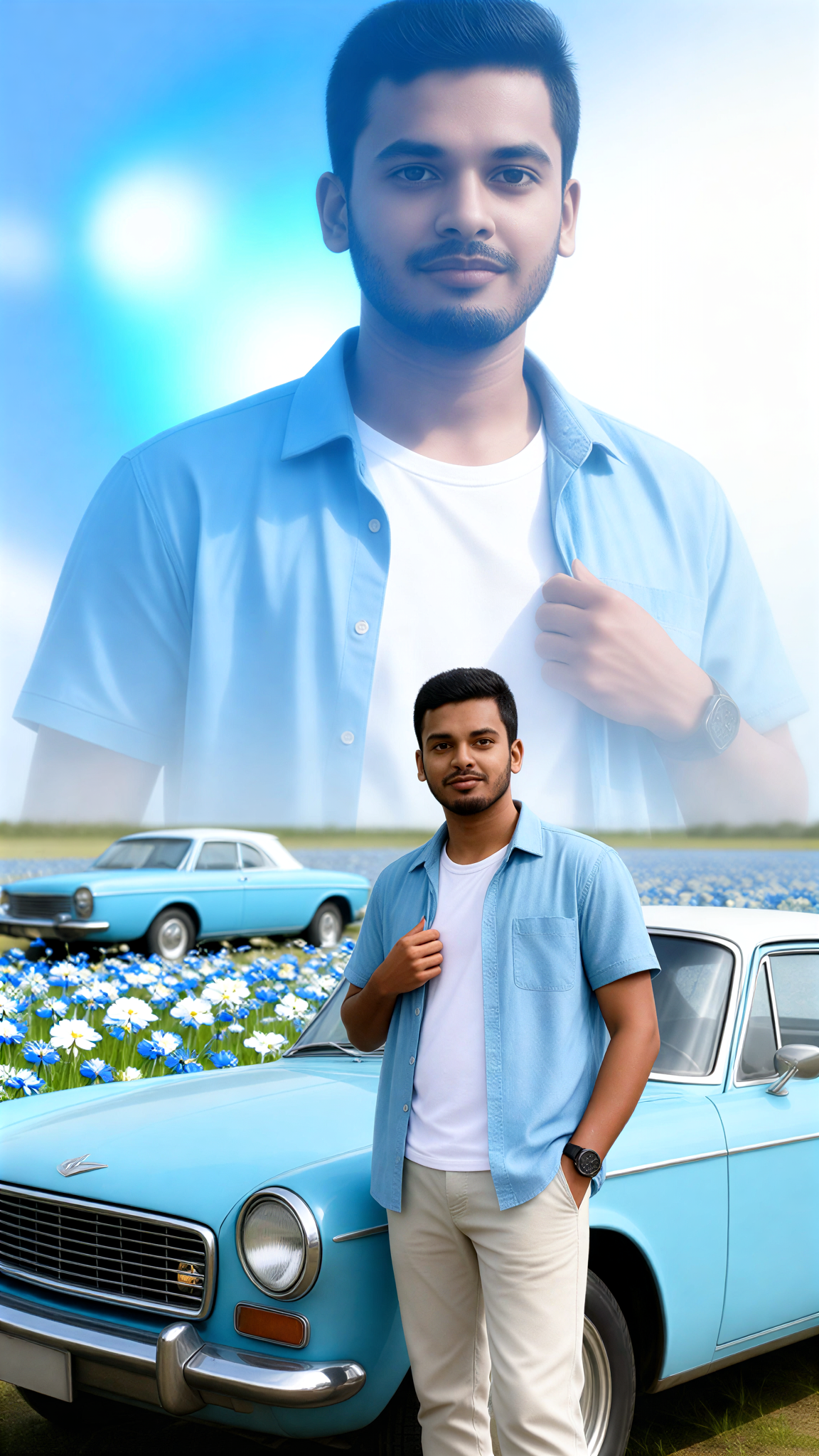 Blaues Auto Doppelbelegung image