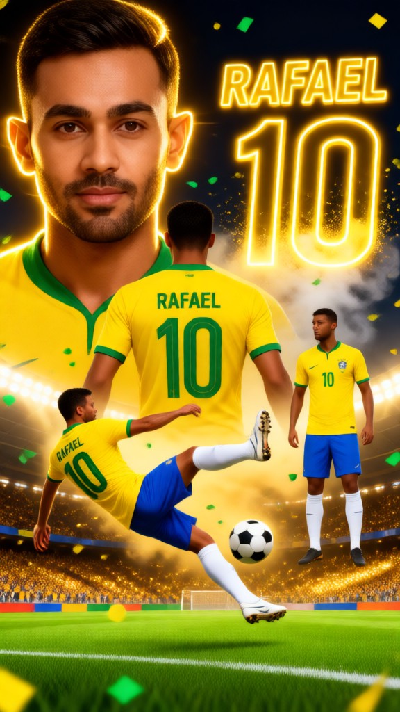 Golden particle style soccer poster image