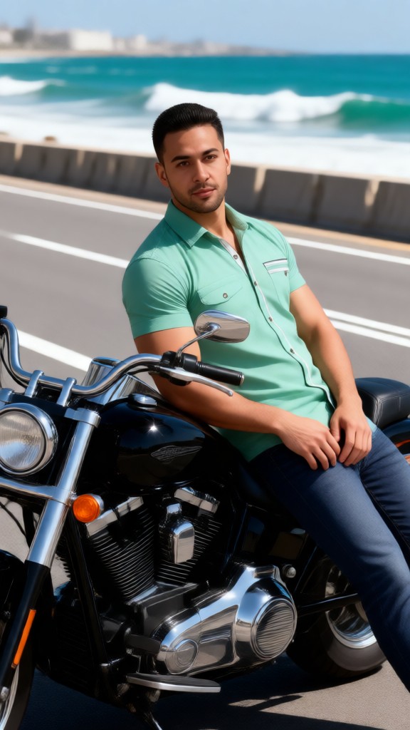 Ride a motorcycle to see the sea image