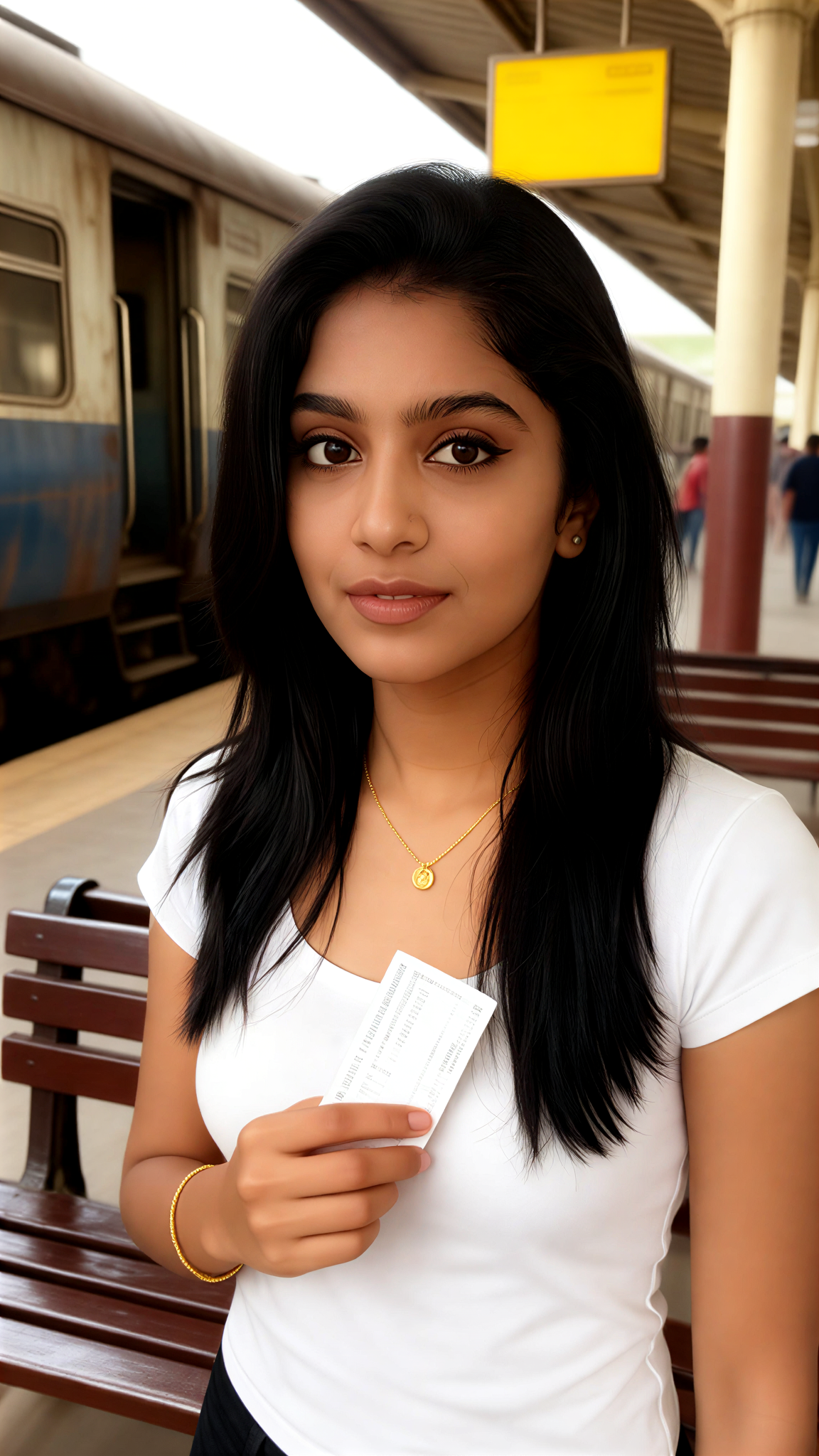 Parting alone at the railway station image