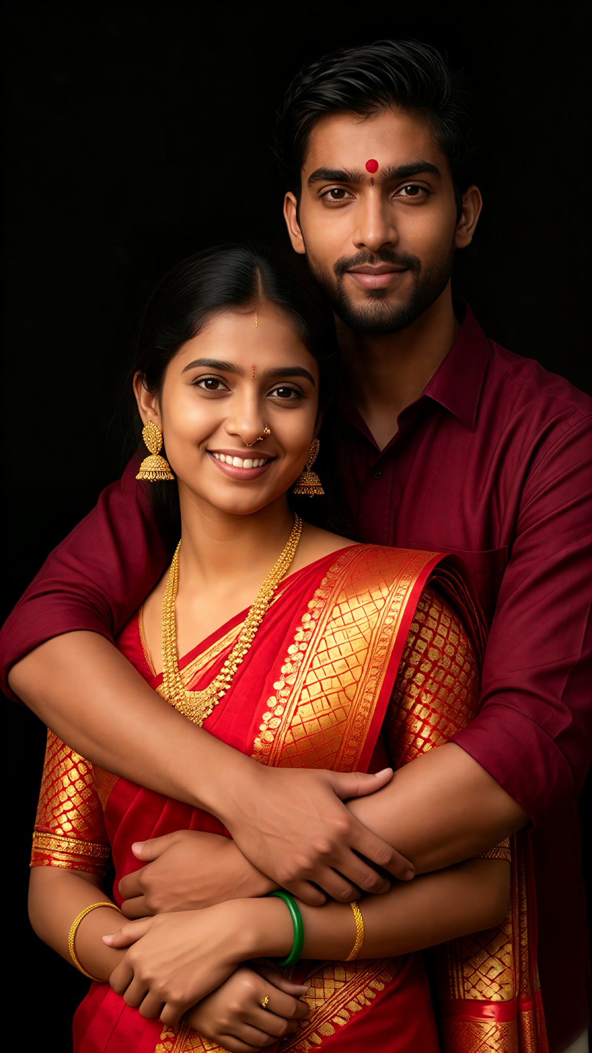 Close-up photo of a couple in traditional attire image