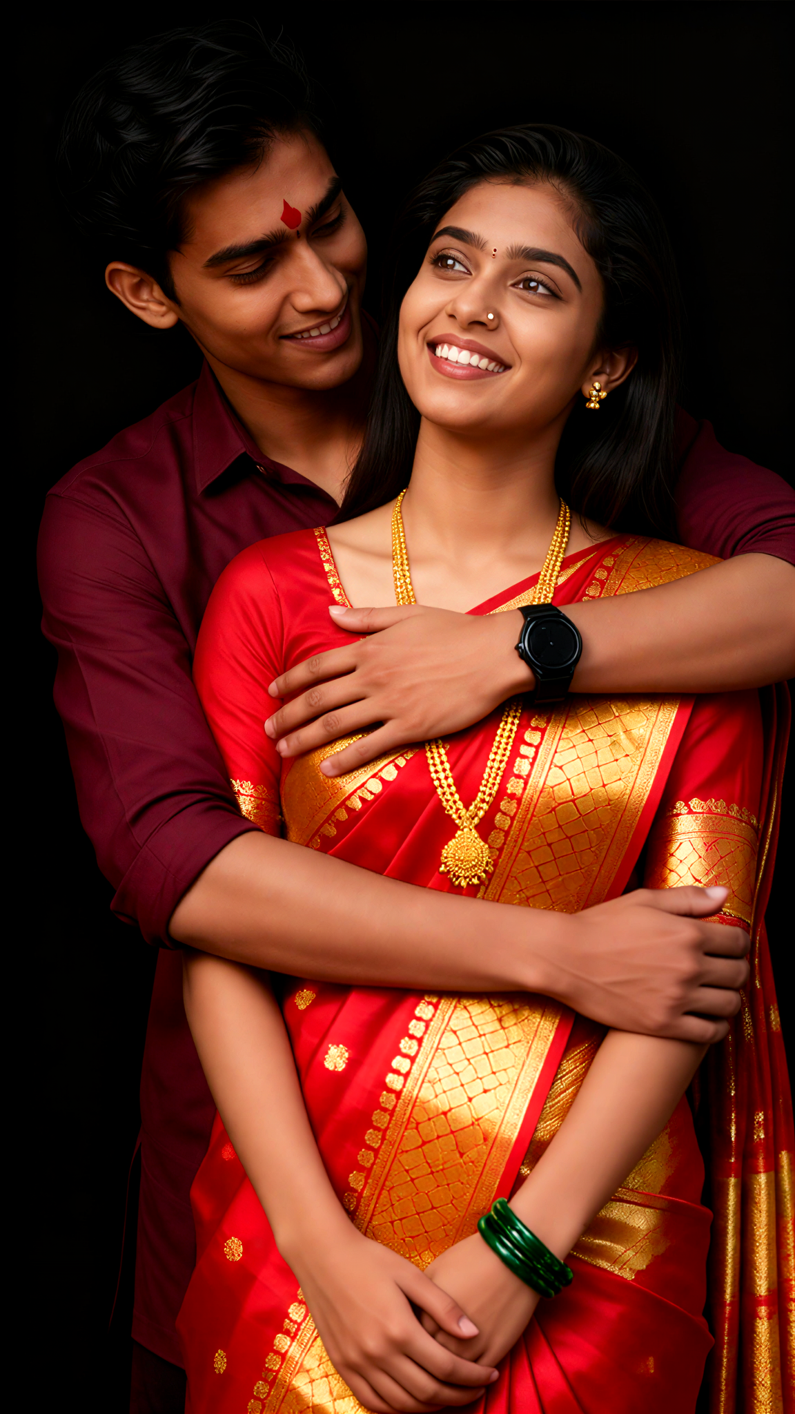 Close-up photo of a couple in traditional attire image