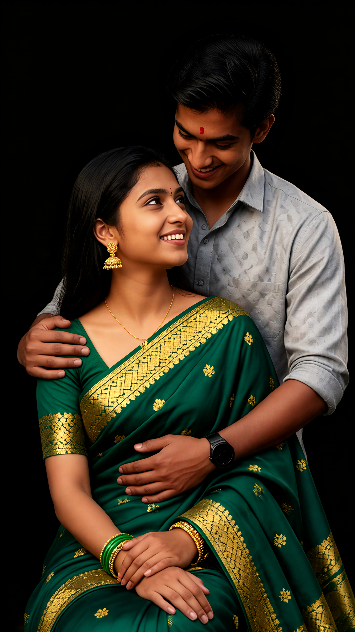 Close-up photo of a couple in traditional attire image