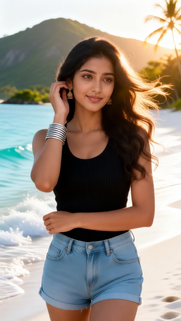 Sunset Beach Girl Portrait image