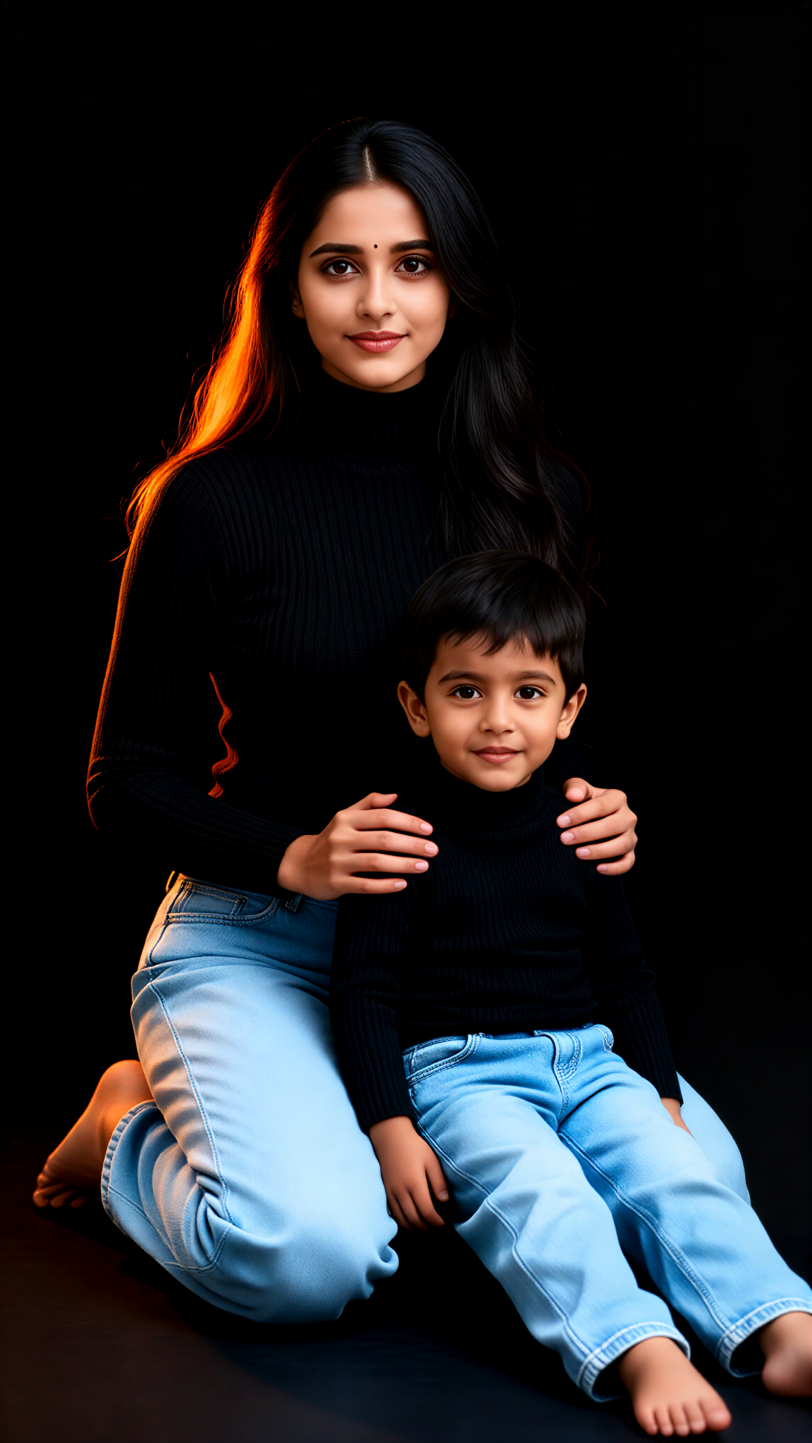 Mother and Child Black Studio Photography image