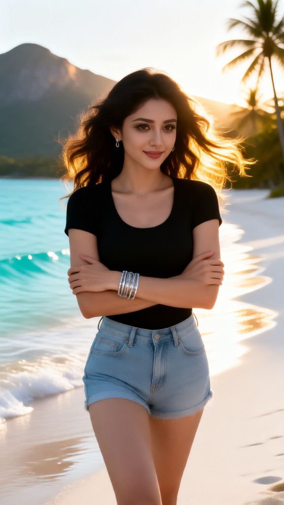 Sunset Beach Girl Portrait-04 image