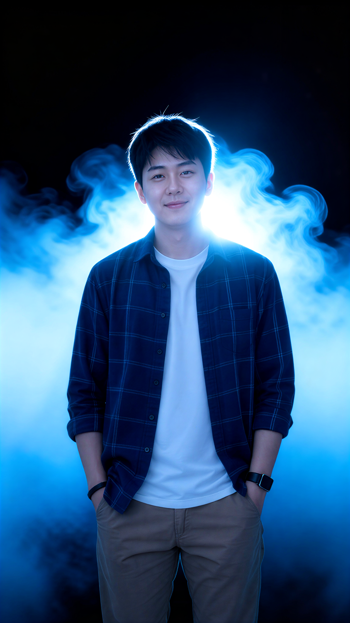 Blue backlight smoke image