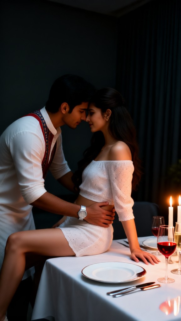 Intimate moments at a candlelight dinner - v1 image