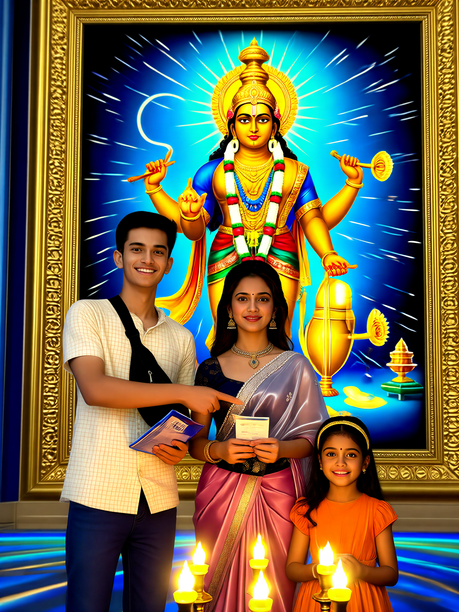 Indian Mythology Gallery: Romo Crowns Family of Three image