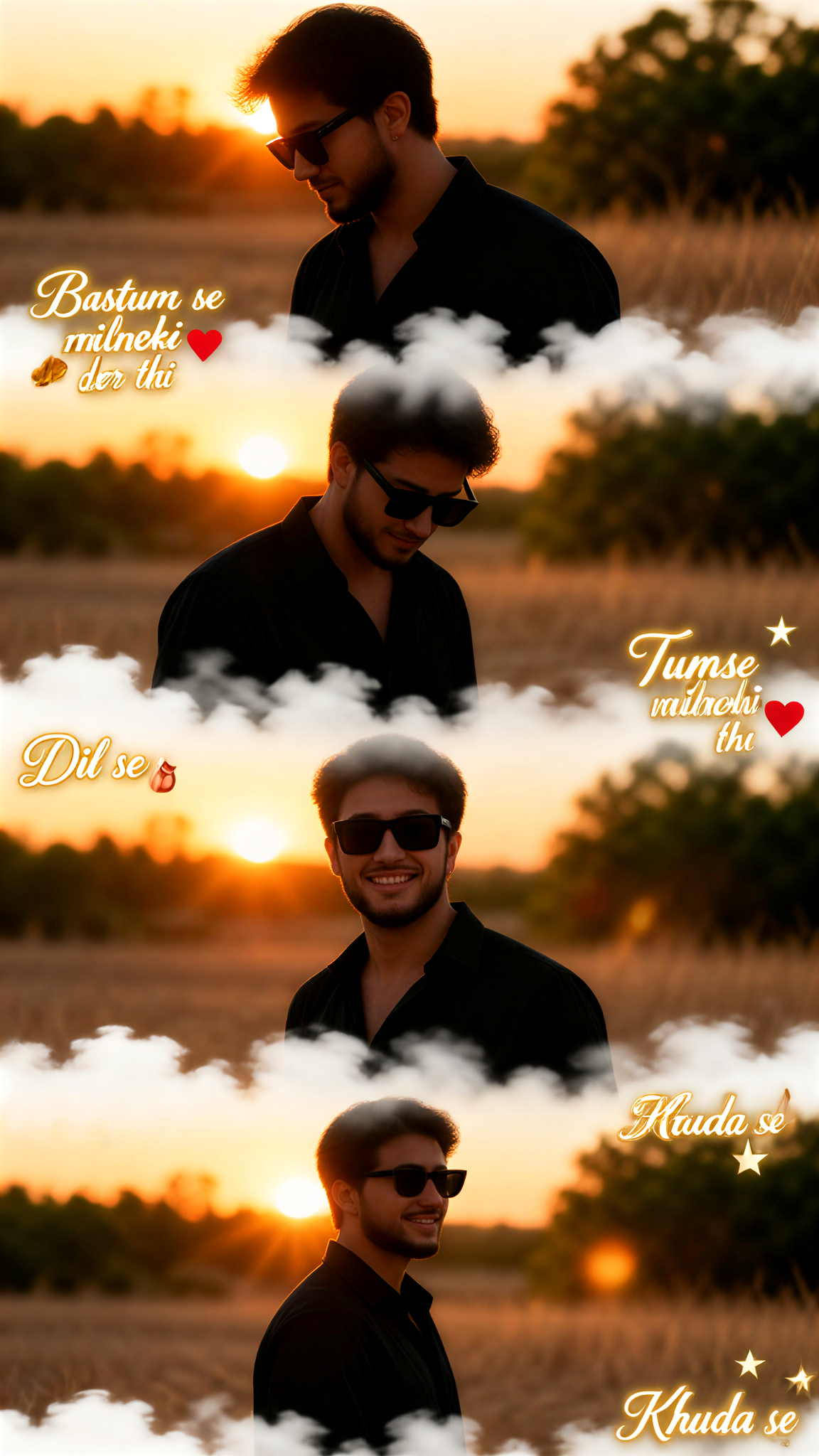 Black clothing with four grid sunglasses version image