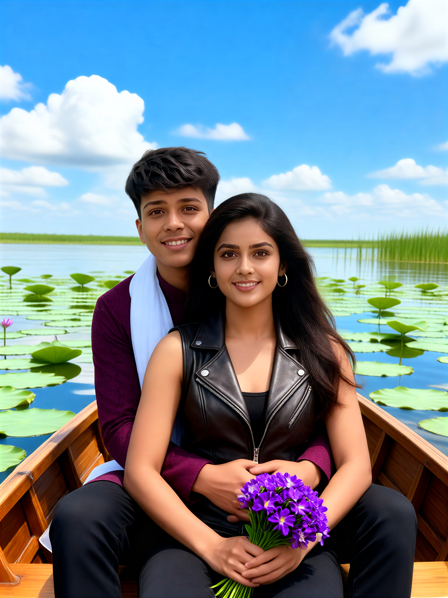 Couple Boat Hug image