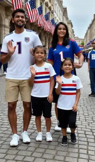 A family of four attends the World Cup image