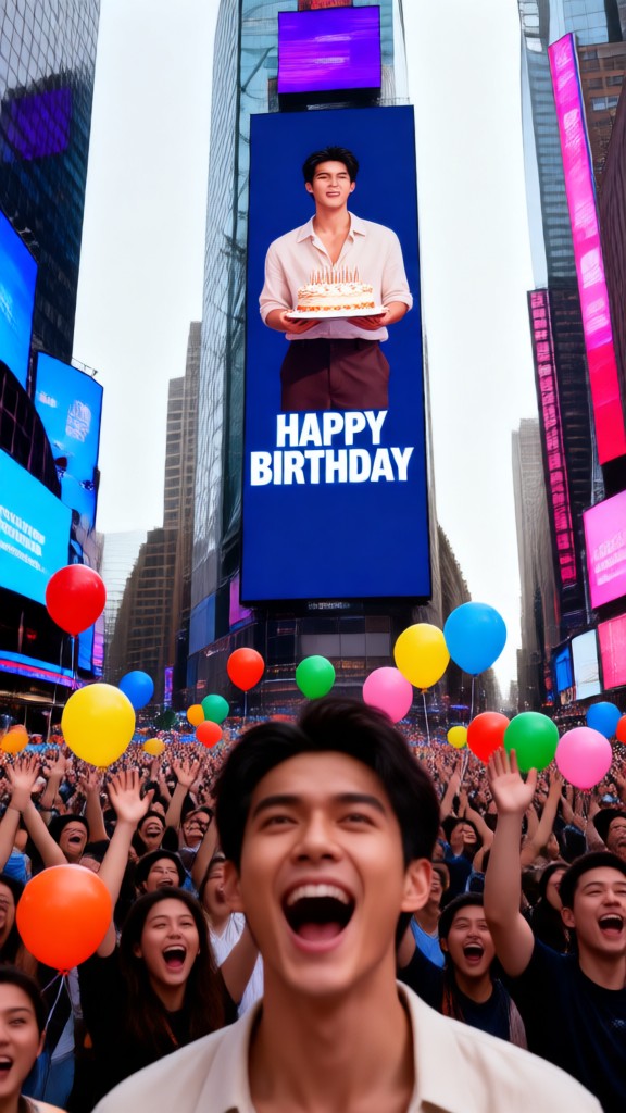 Celebrating Birthday in New York Times Square image