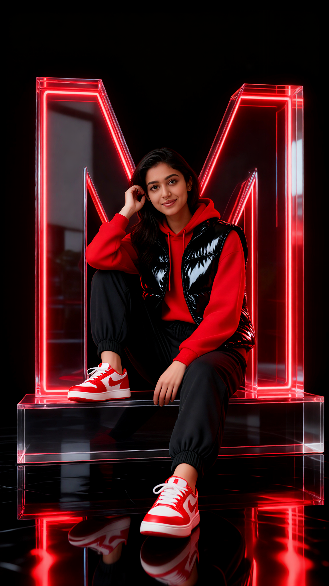 Red fluorescent letter printouts image