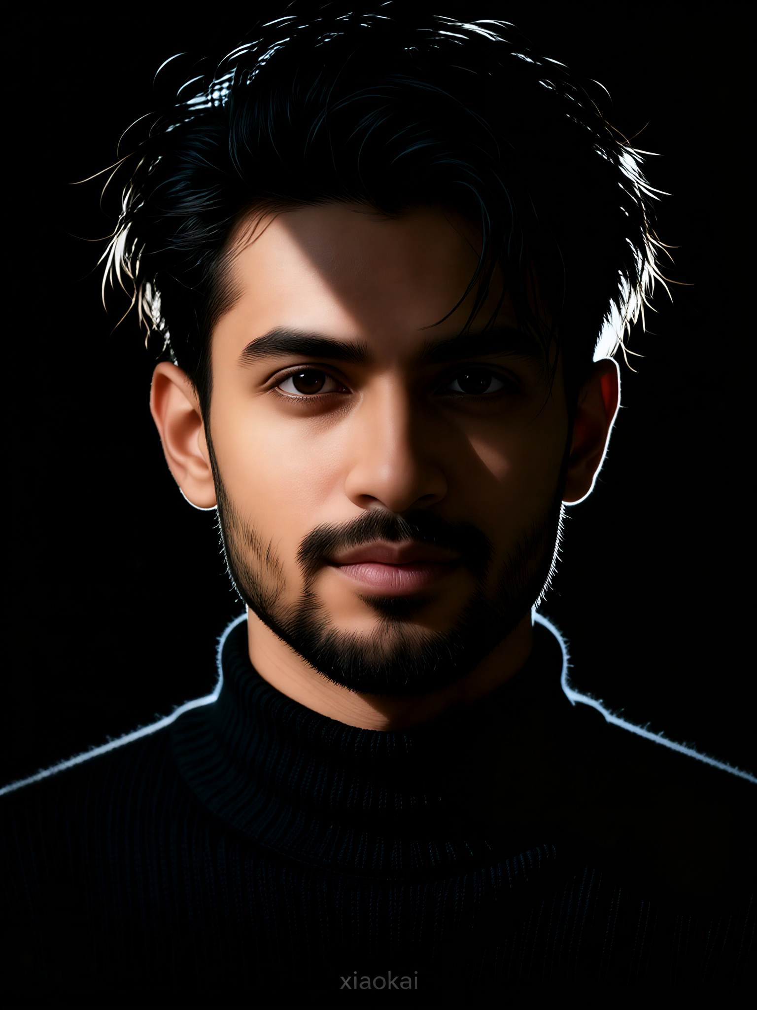 Ins Black High Neck Male Head image