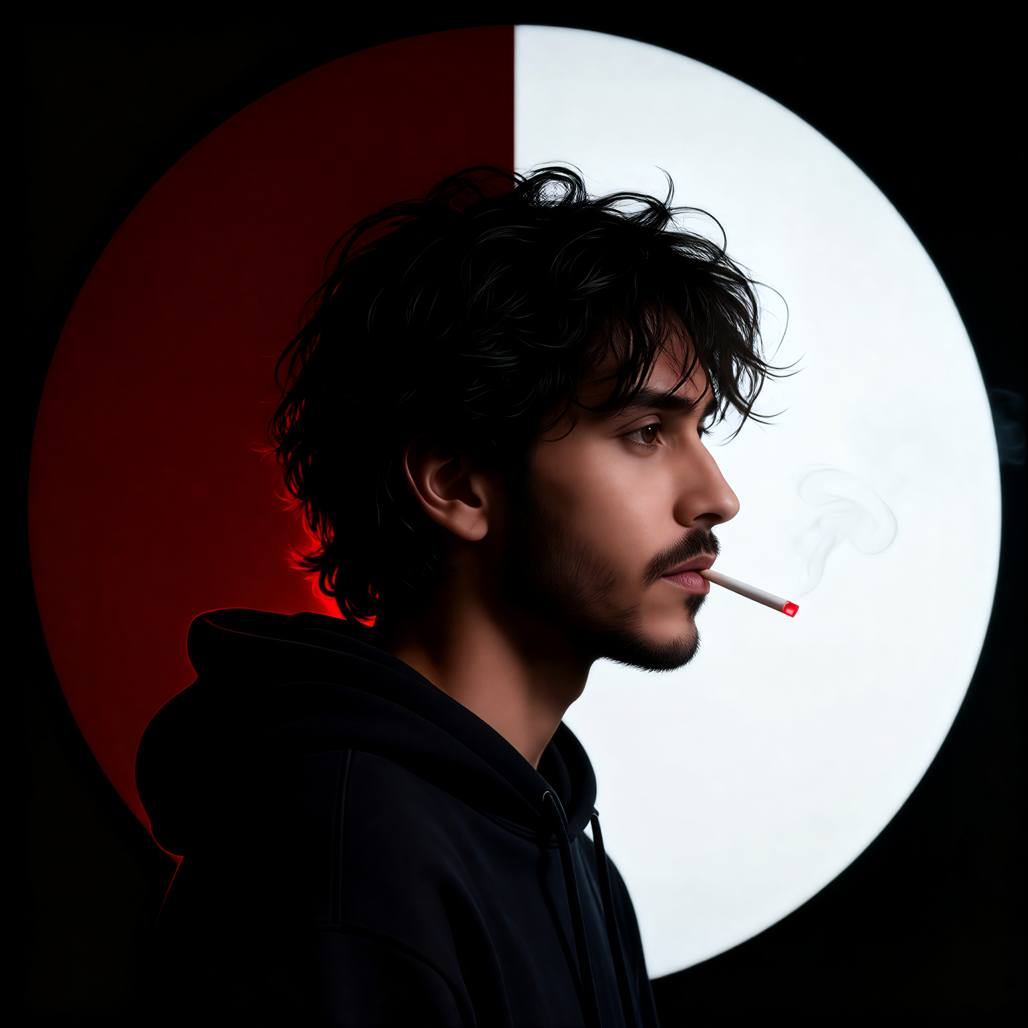 Dark red silhouette male head image