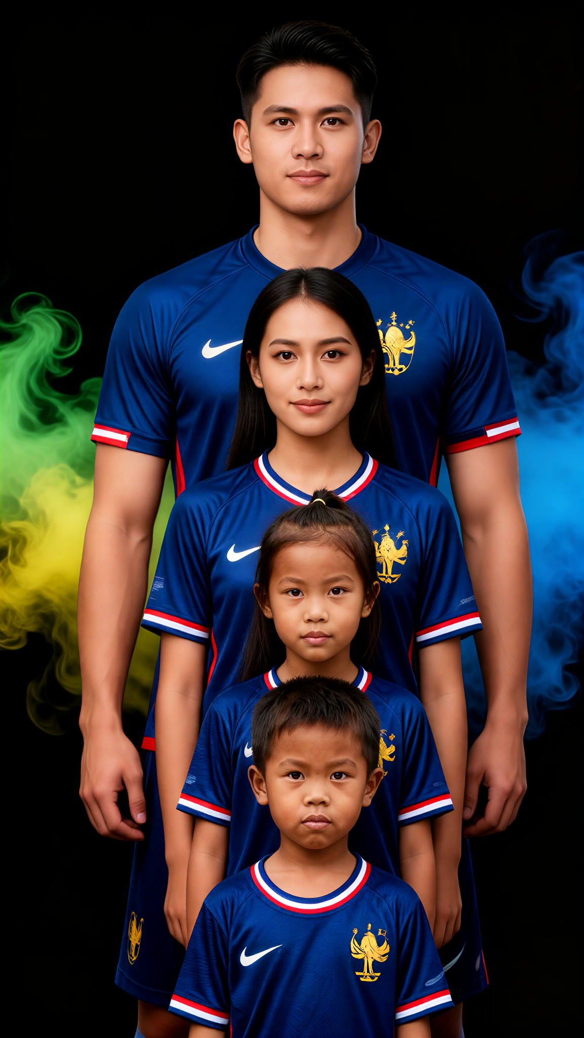 France team uniforms for a family of four image