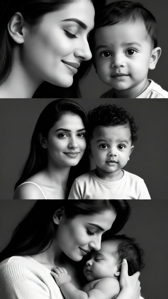 Mother and Baby Three-Panel Photography image