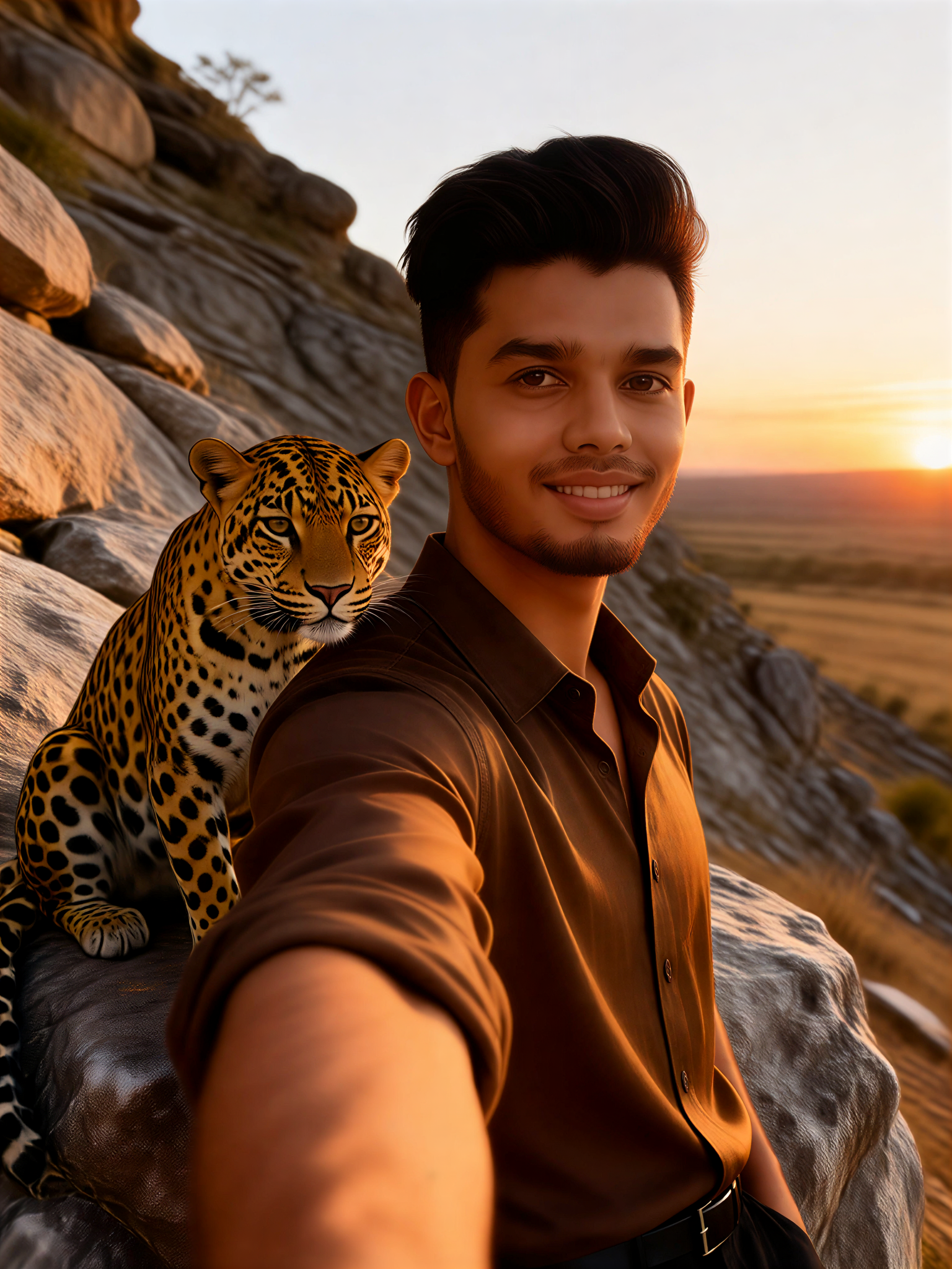 Leopard Cliff Selfie image
