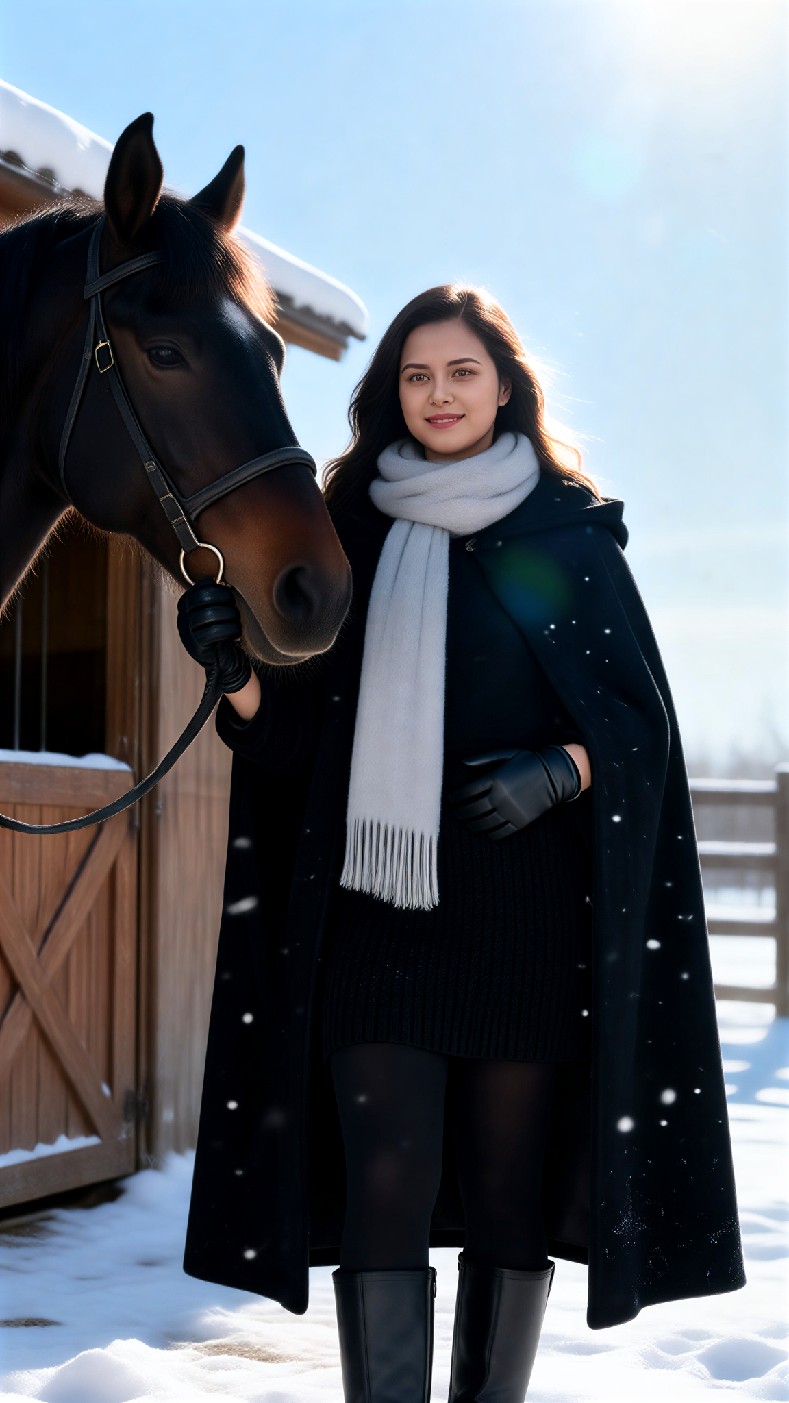 Black Horse Snow Portrait image