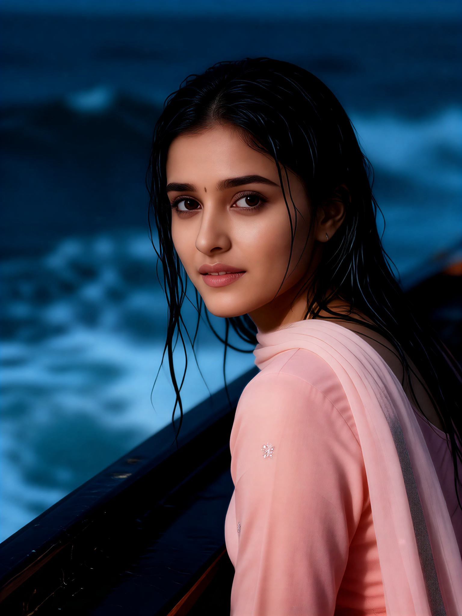 Looking back with wet hair image