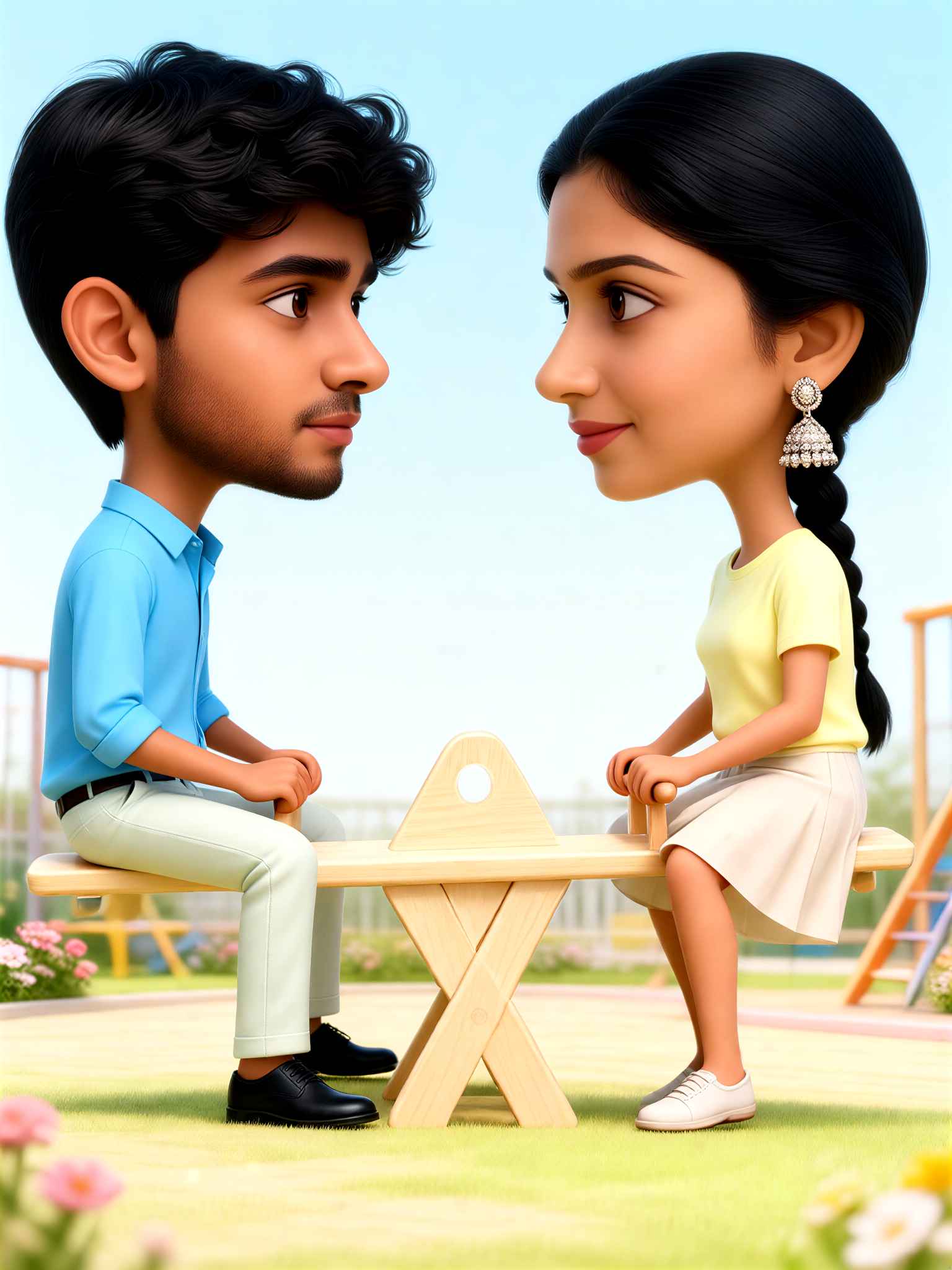 Real-life couple cartoon style image