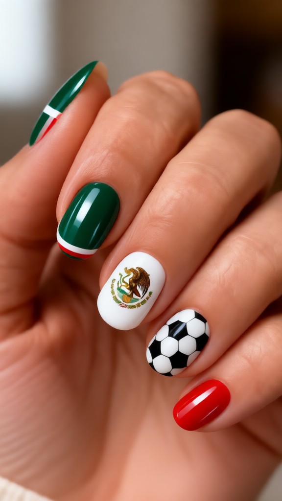 World Cup themed nail art image