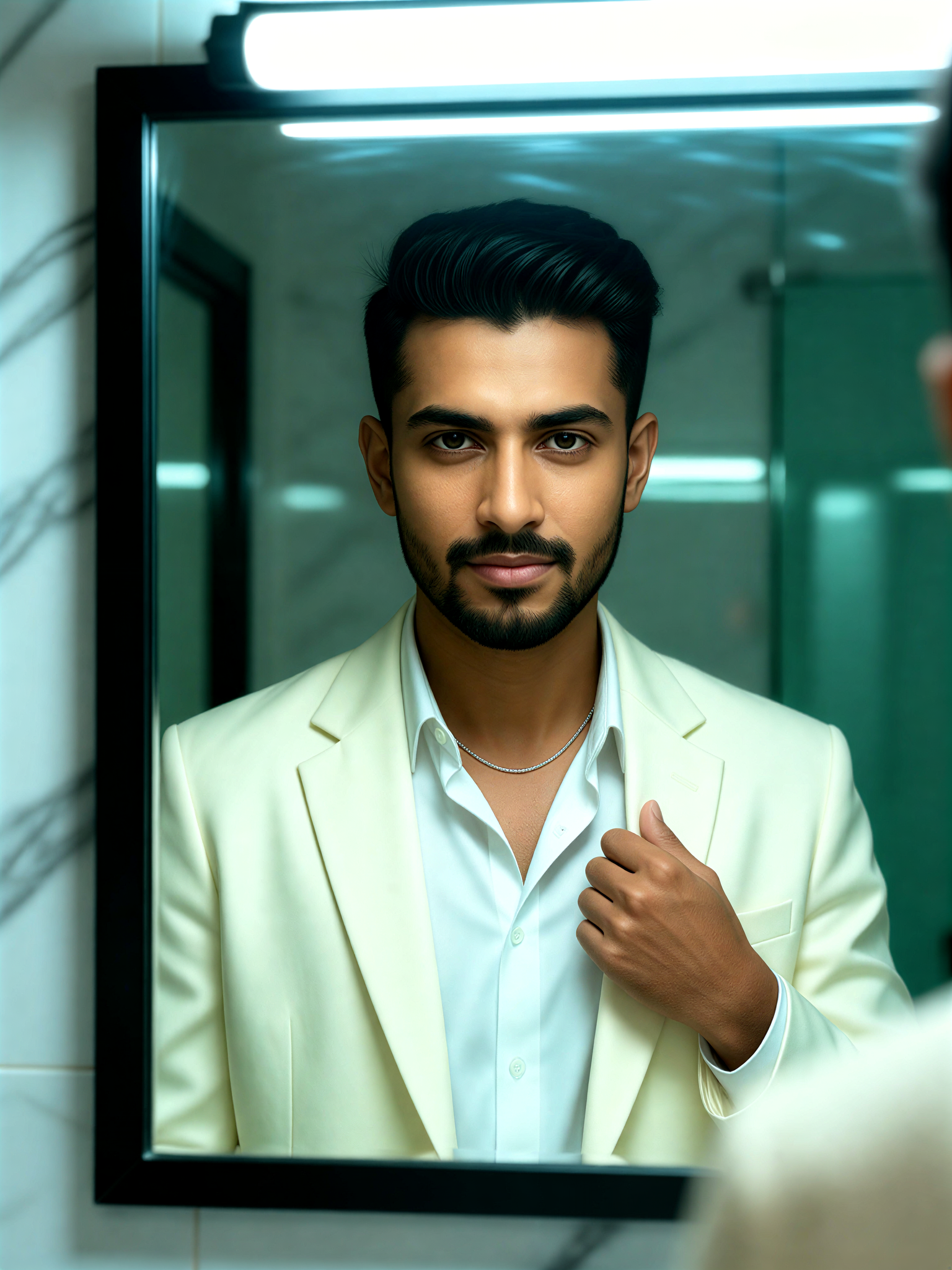 Close White Suit Gaze image