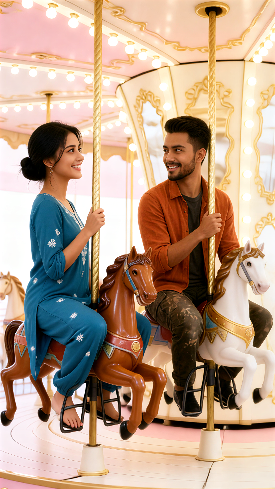 Carousel big-head couple photos image