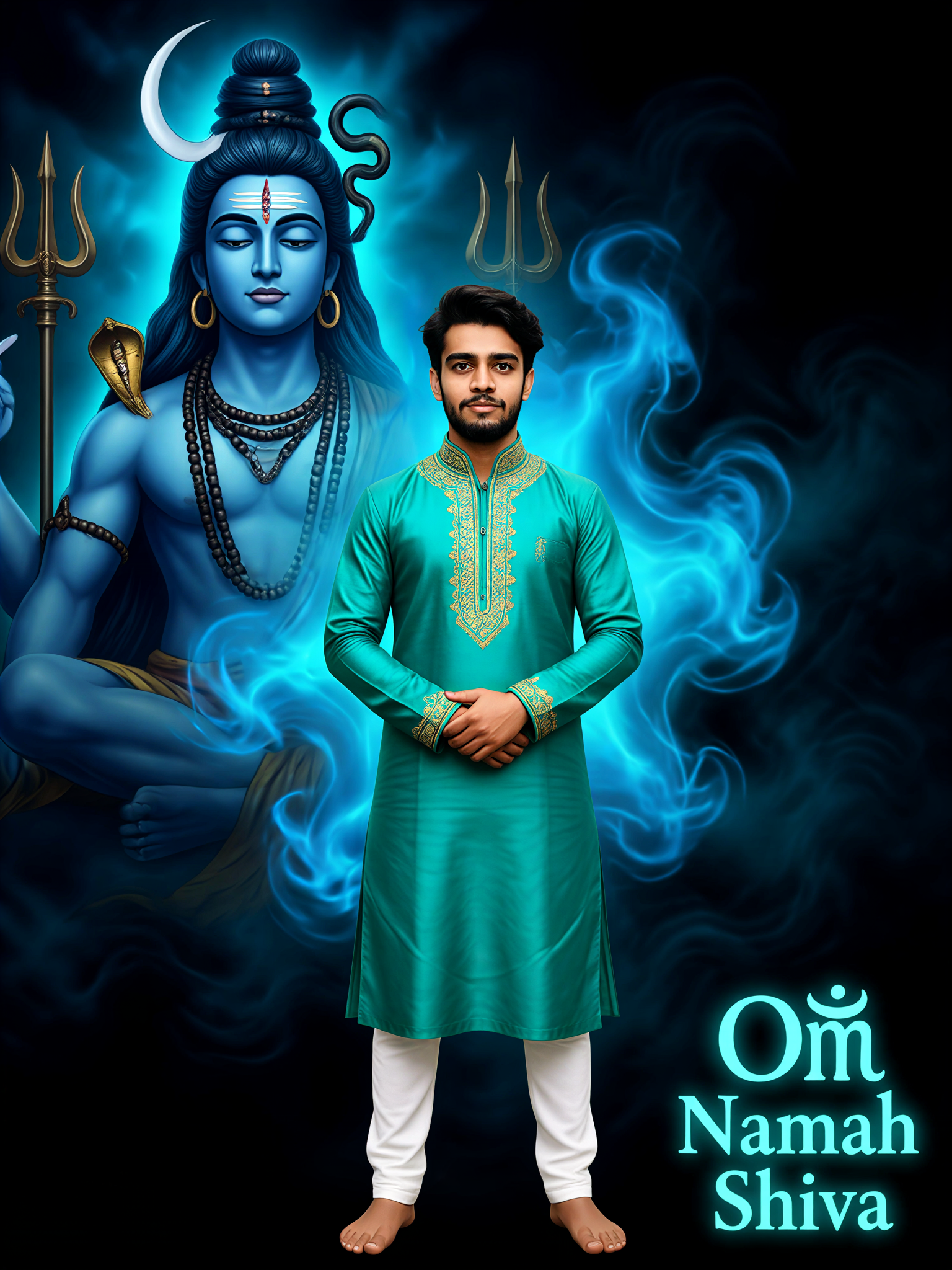 Teal Silk Kurta image