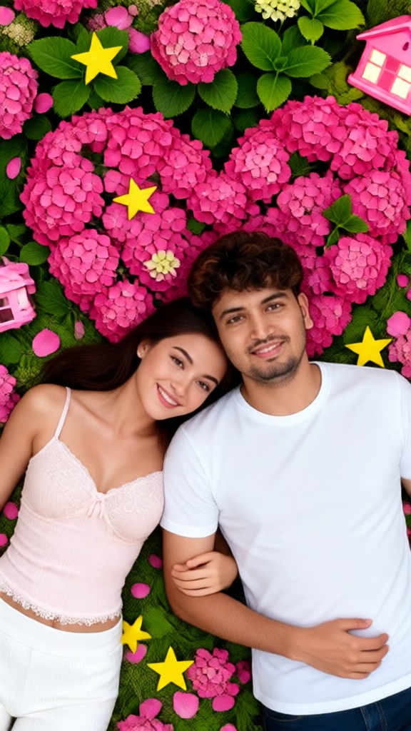 Flowers and couple kissing image