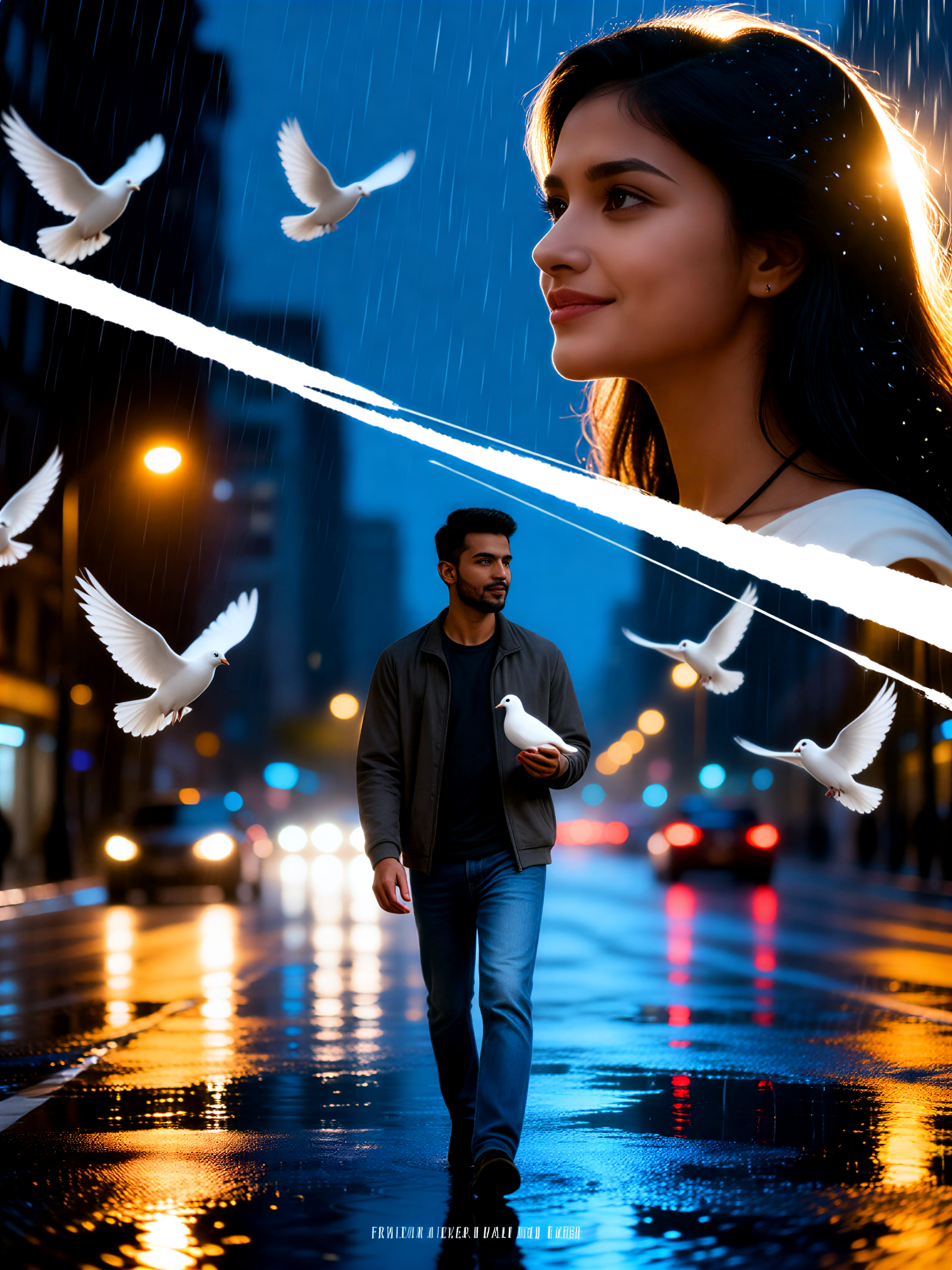 White Dove Messenger in the Rainy Night image