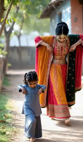 Mom and Girl Bowing Heads Dance image