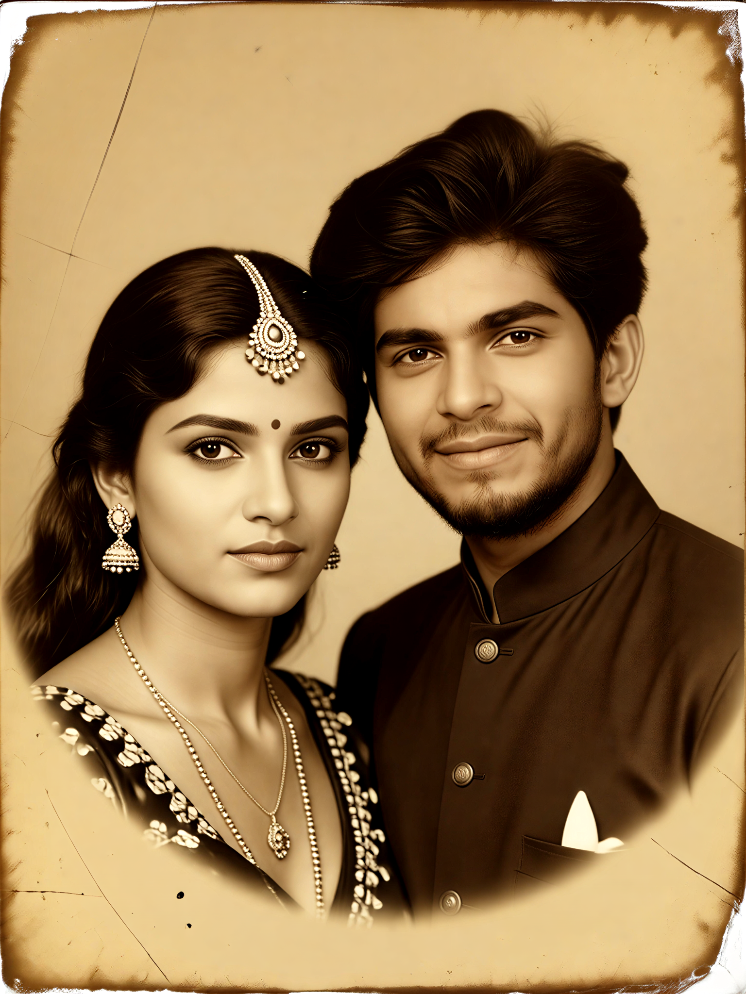 Vintage Half Portrait Couple 02 image