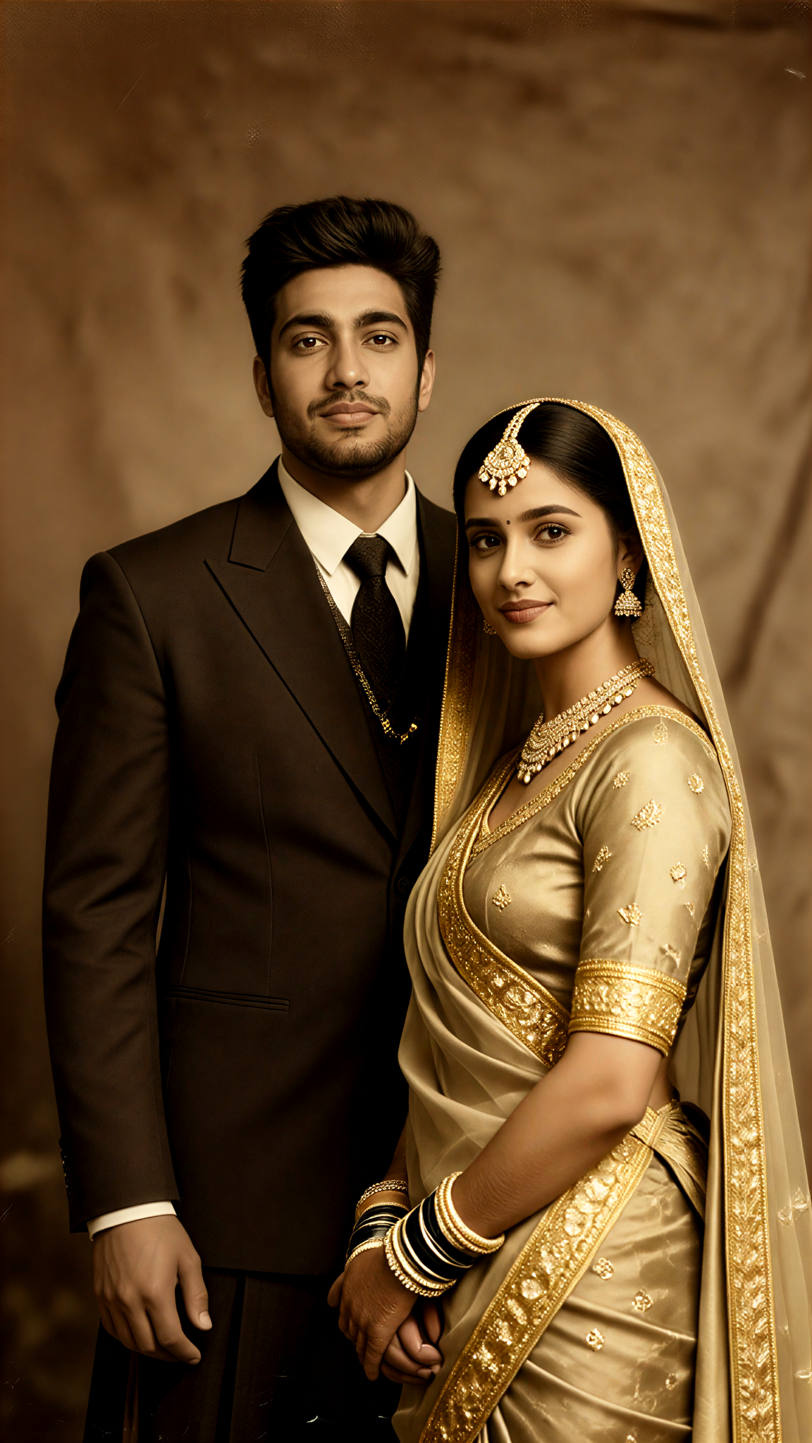 Side Pose Bride Vintage Couple image