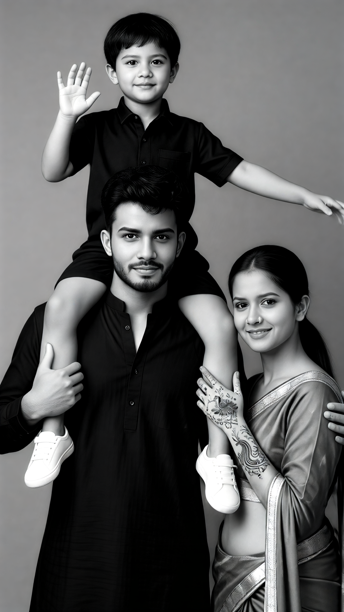 Black and white style family photo image