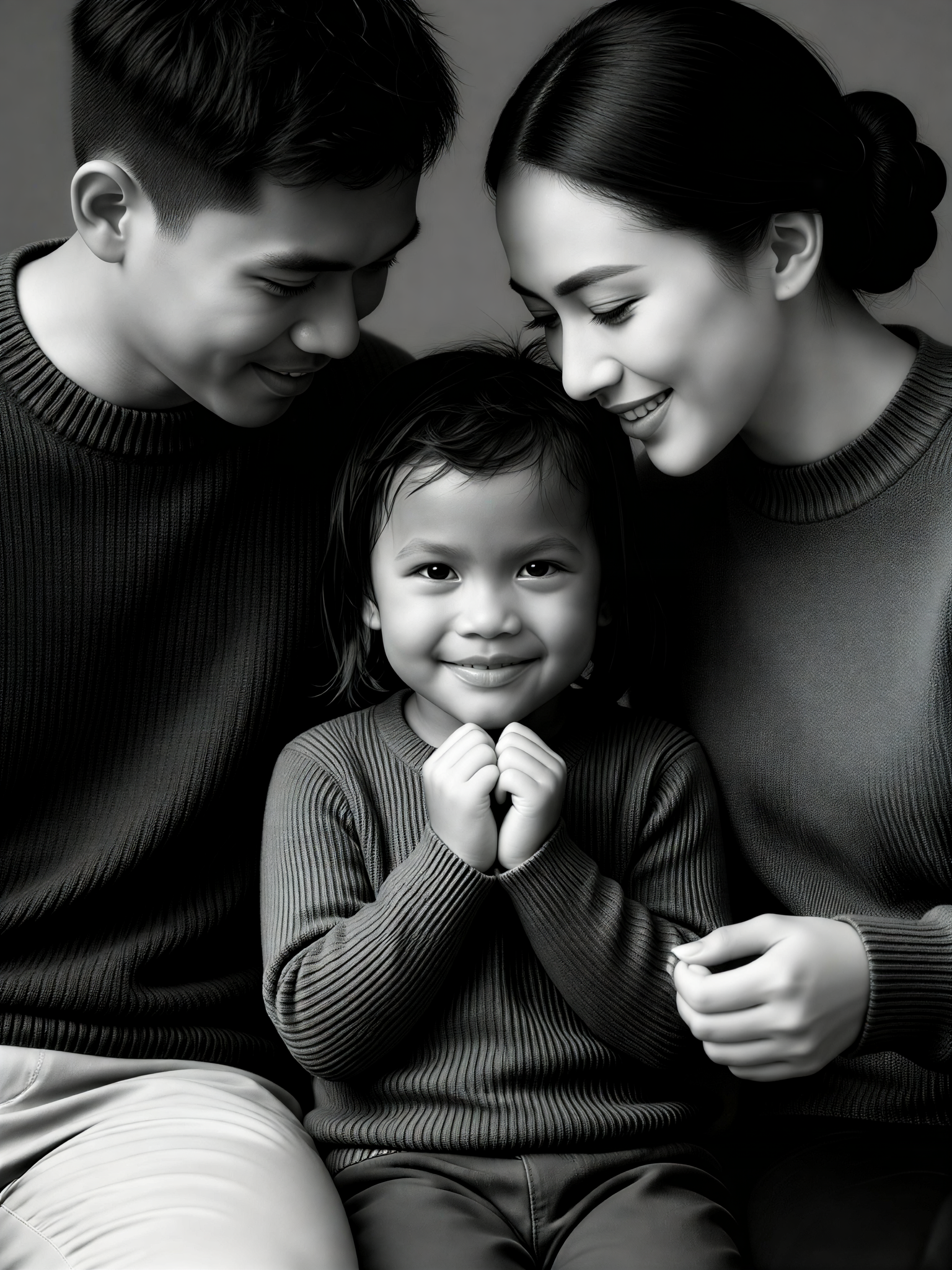 Gentle portrait of same color knitted sweater image