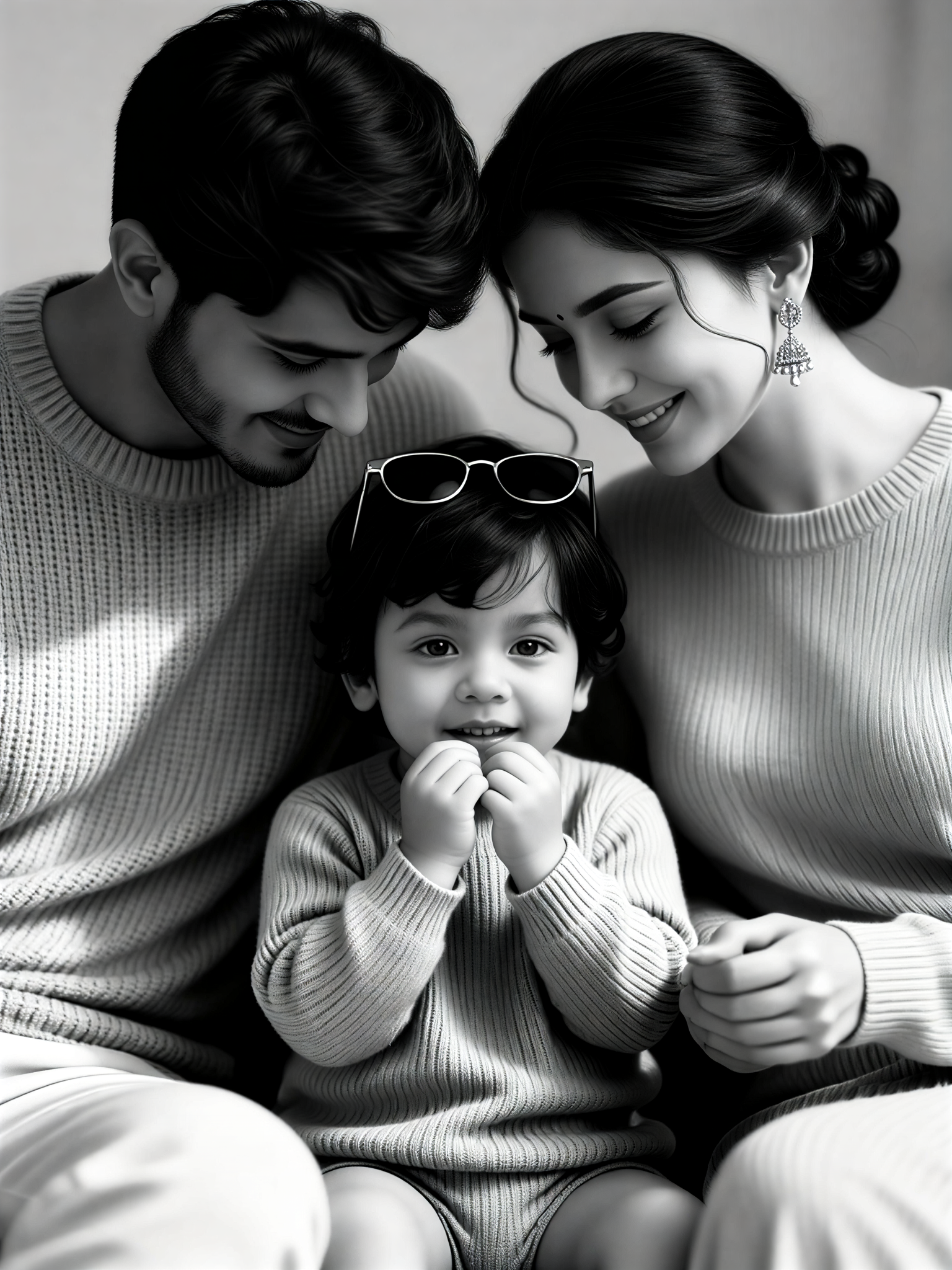 Gentle portrait of same color knitted sweater image