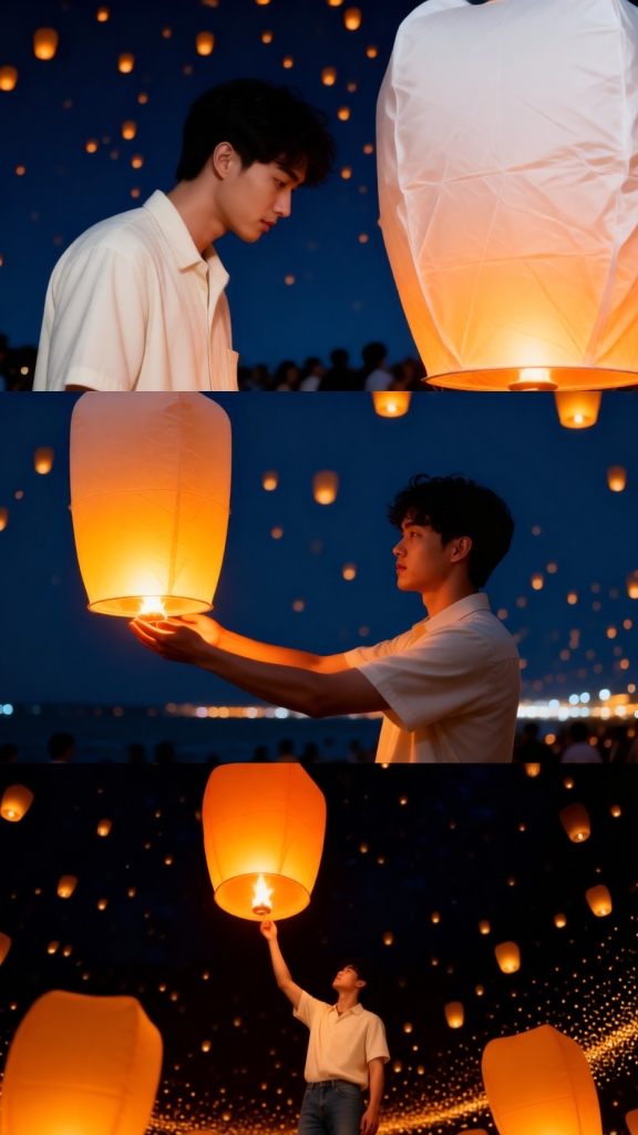Romantic night with lanterns image