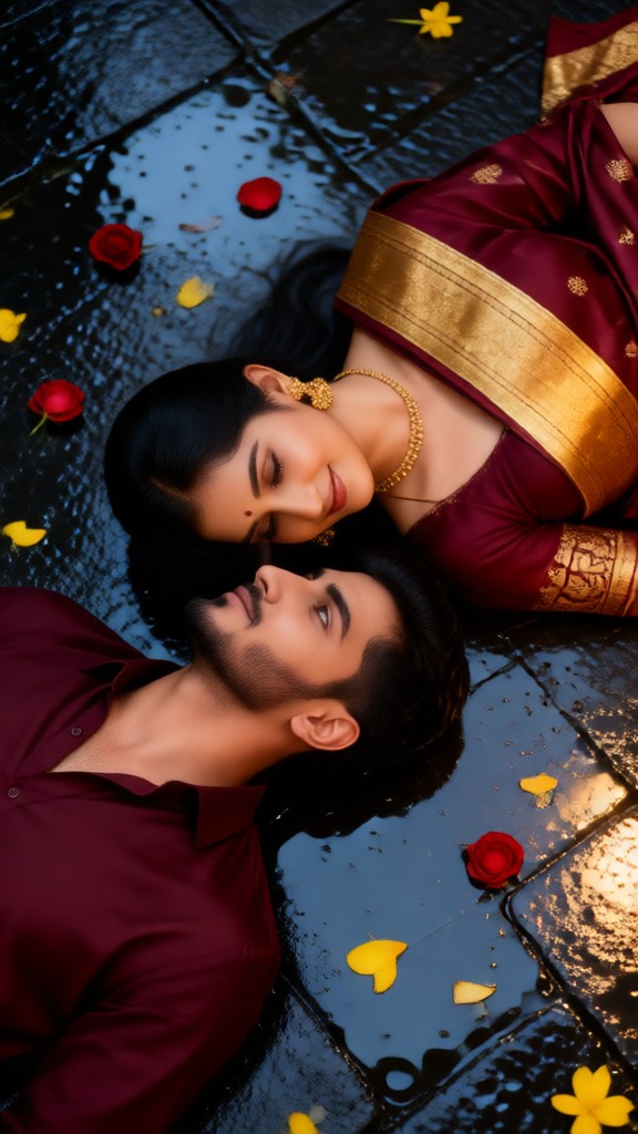 Loving intimate moment of lovers image