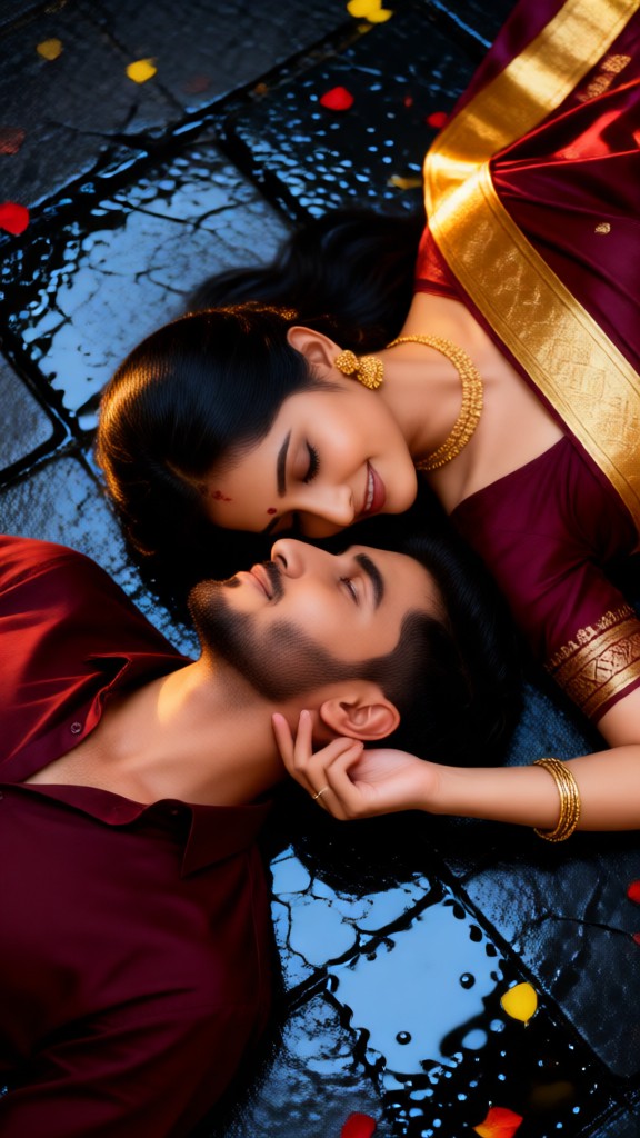 Loving intimate moment of lovers image