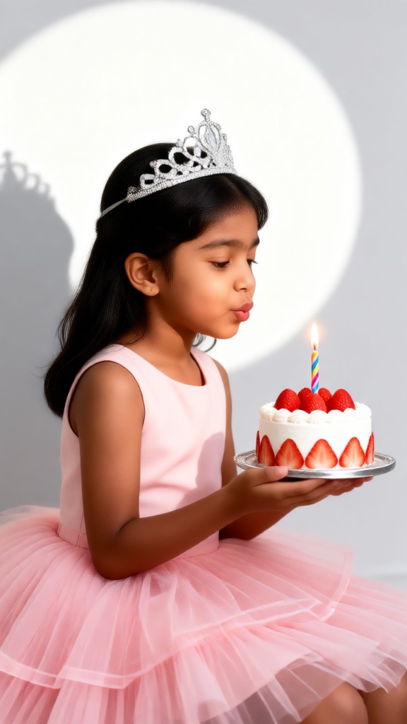 Birthday girl blowing out candles image