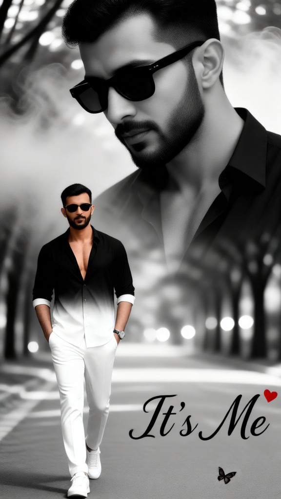 Handsome man in black and white image