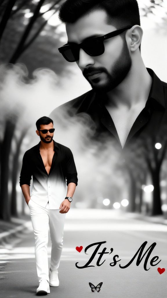 Handsome man in black and white image