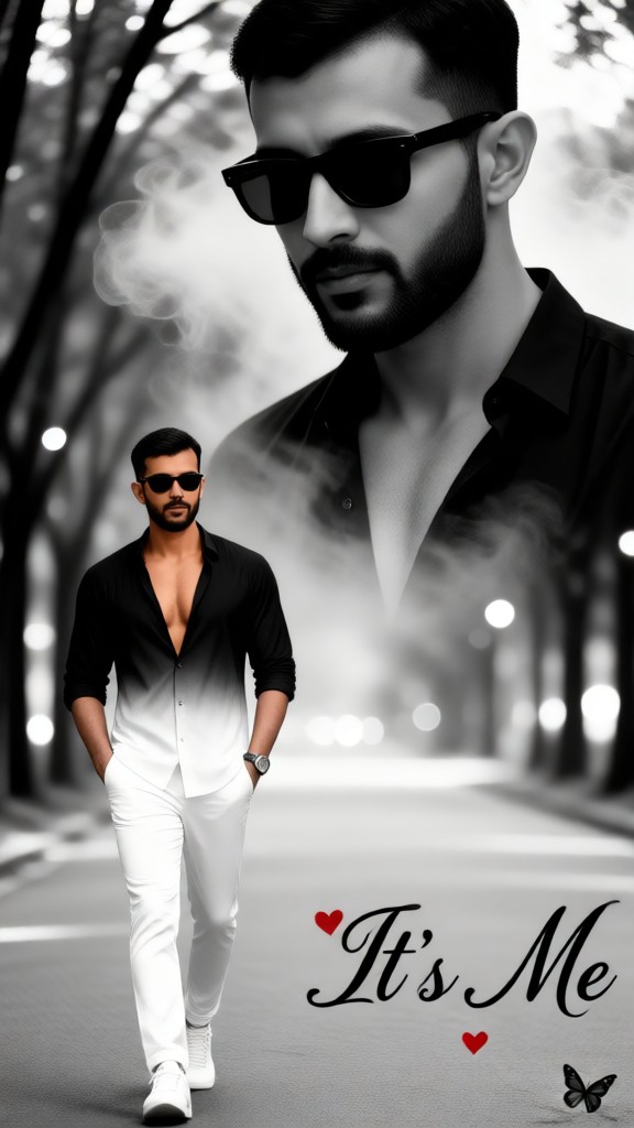 Handsome man in black and white image