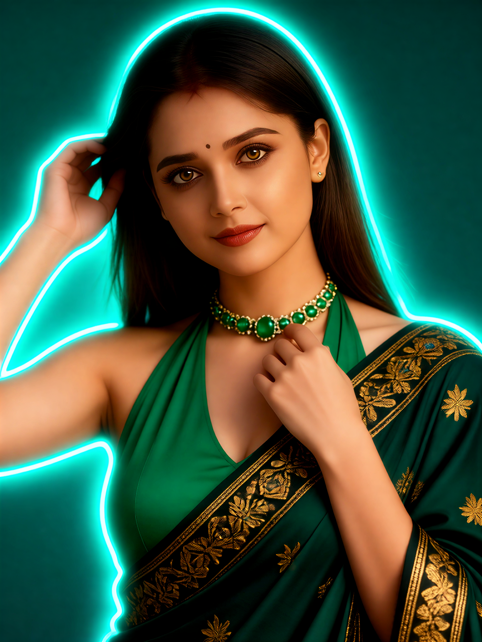 Colorful backlit character avatar - turquoise gaze image