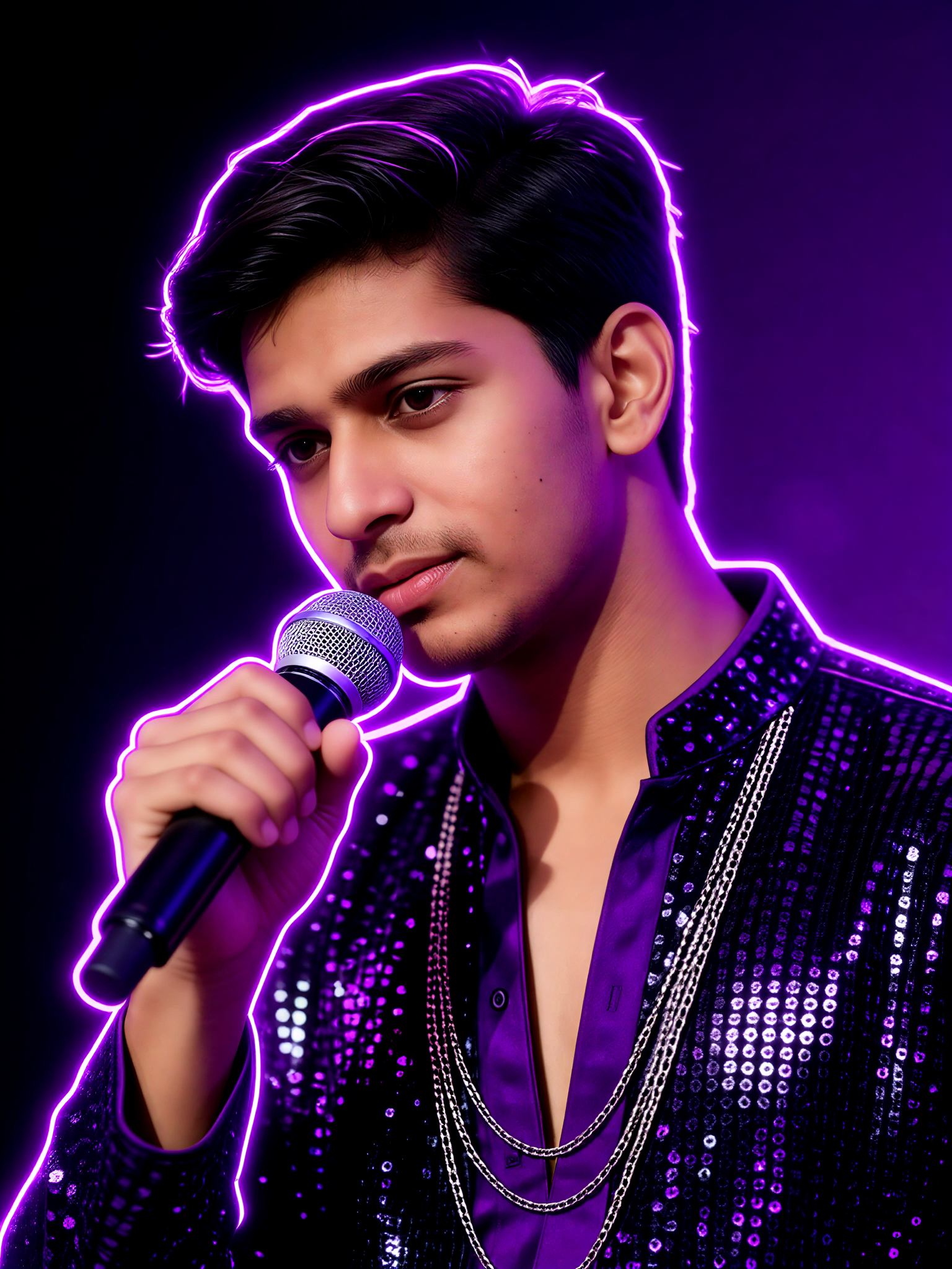 Colorful backlit character avatar - Purple Night microphone image